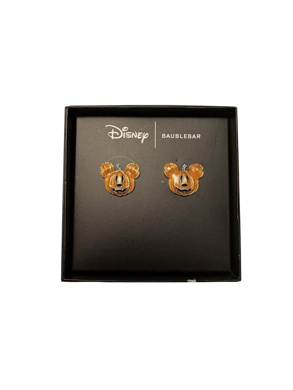 Disney X BaubleBar Mickey Mouse Halloween Jack O Lantern Stud Earrings NWB